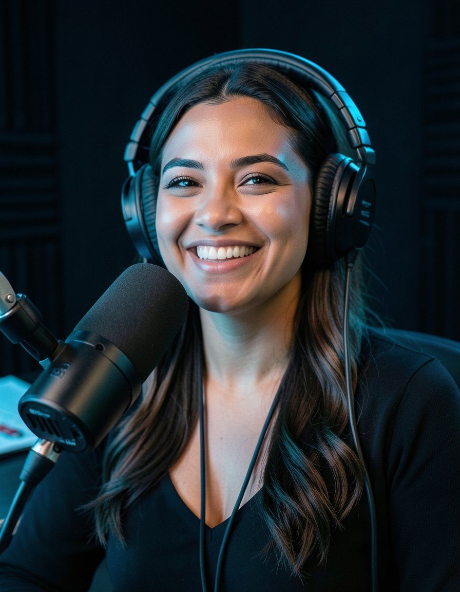 Locutora de radio en el estudio